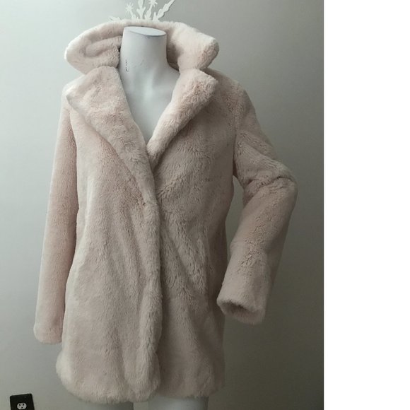 Forever 21 Soft Teddy Plush Fur Jacket Coat Pastel Pink Rose Cream Shaggy Long - Picture 3 of 6